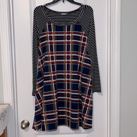 Egs Navy Plaid Swing Dress - Picture 1 of 9